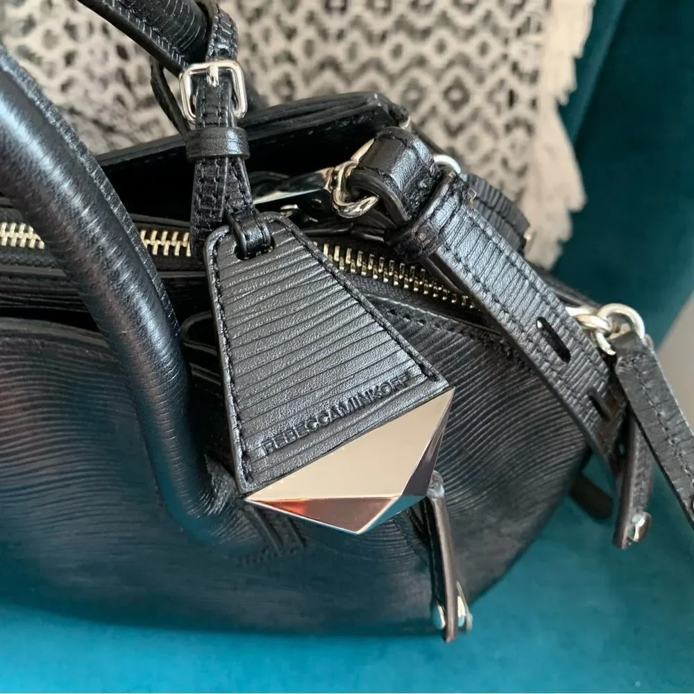 REBECCA MINKOFF BLACK LEATHER SATCHEL BAG